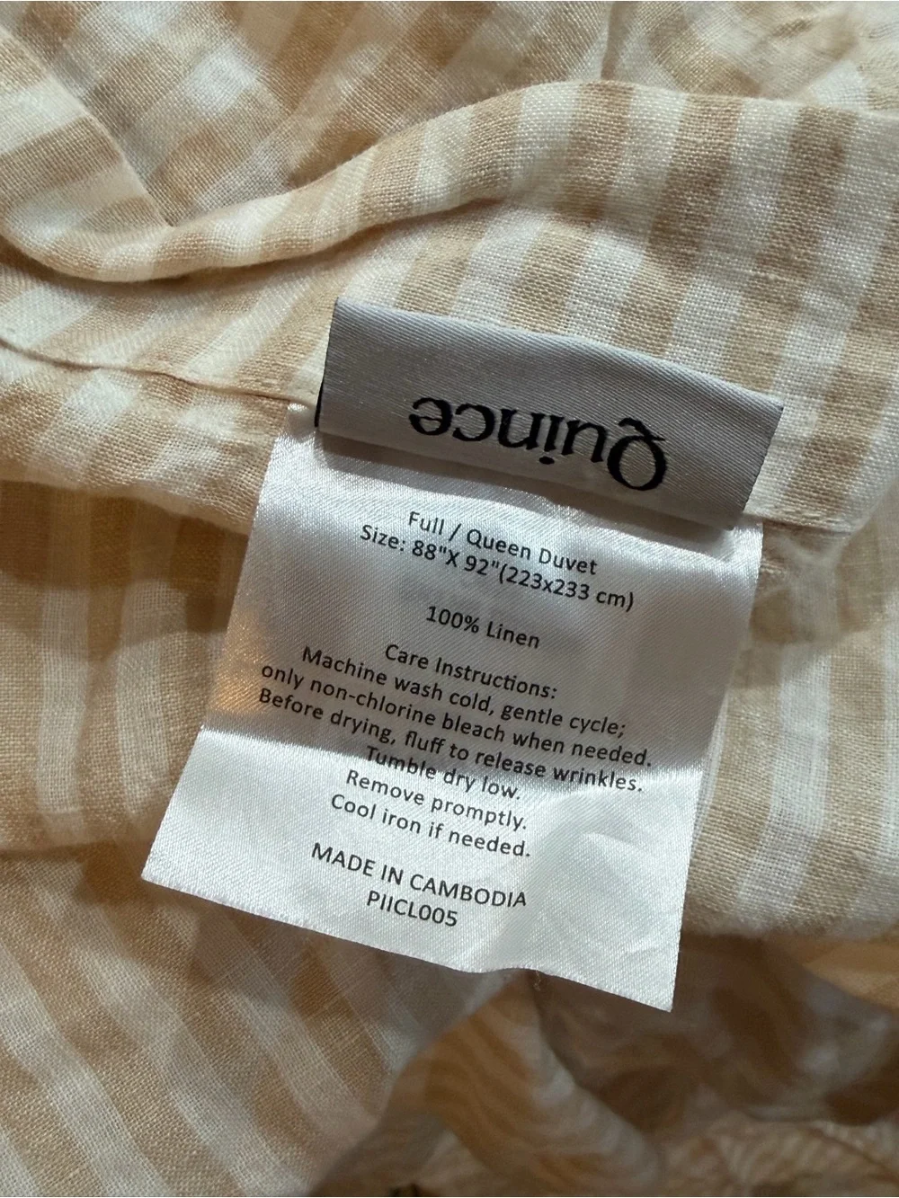 Quince European Linen Stripe Duvet Cover Set Full/Queen Natural/White Stripe